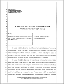 GO Implementation Order Extending Dates for Trials and Preliminary Examinations