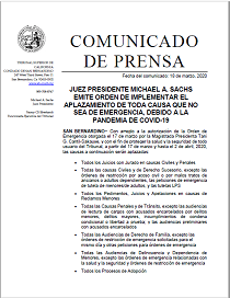 Juez Presidente Sachs emite orden de implementar